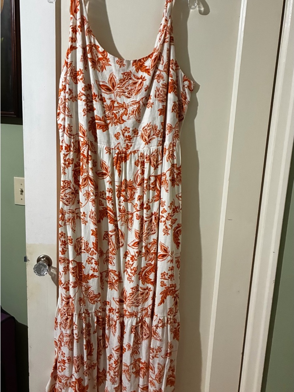 J. Jill White Maxi Dress with Orange Floral Print
